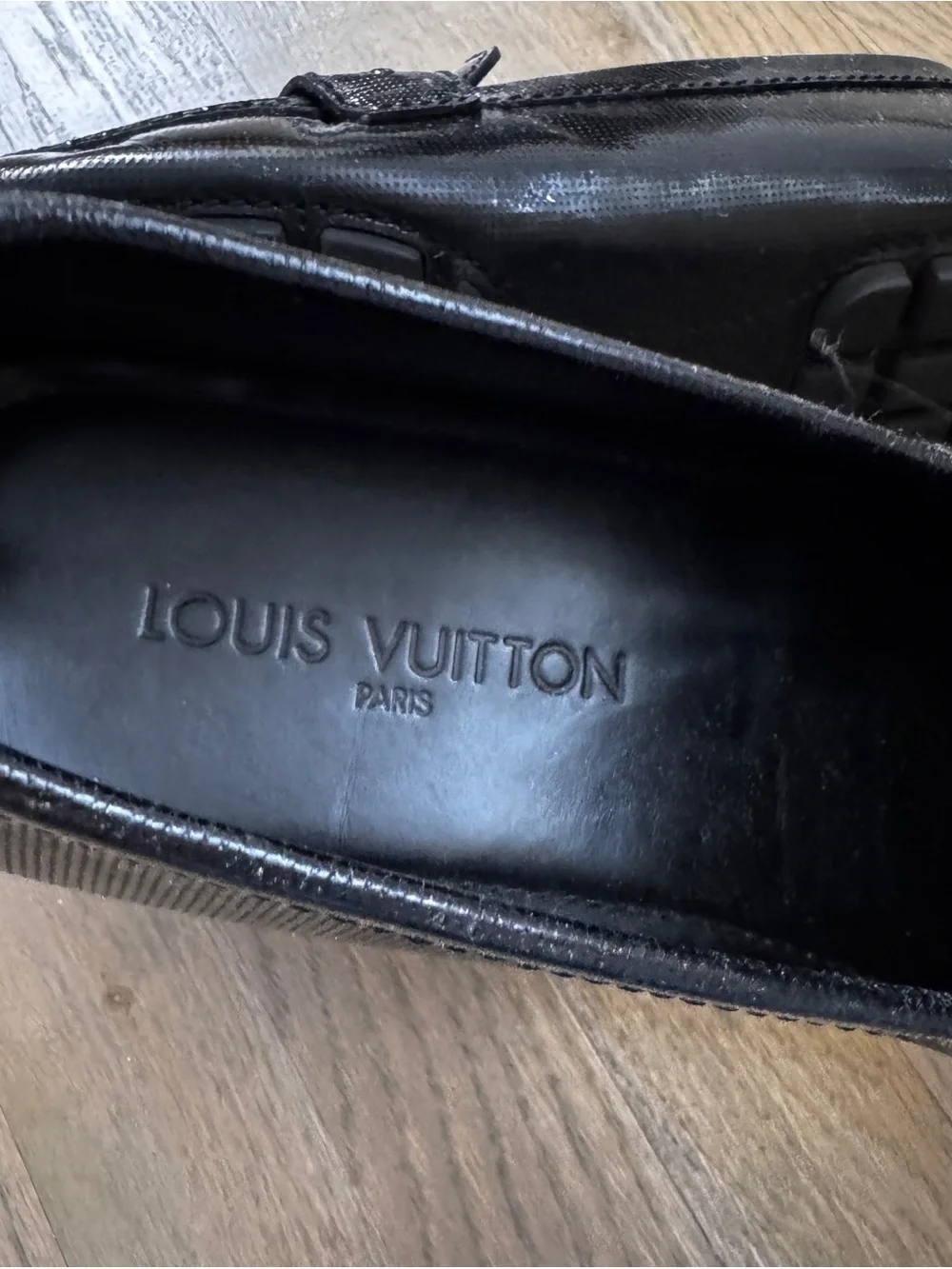 Louis Vuitton Monte Carlo Moccasin Loafers Black LV Logo Men’s 8.5